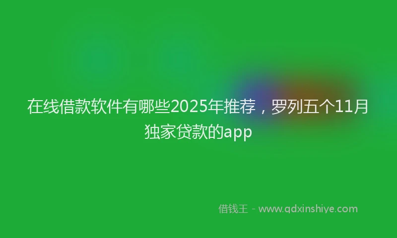 在线借款软件有哪些2025年推荐，罗列五个11月独家贷款的app