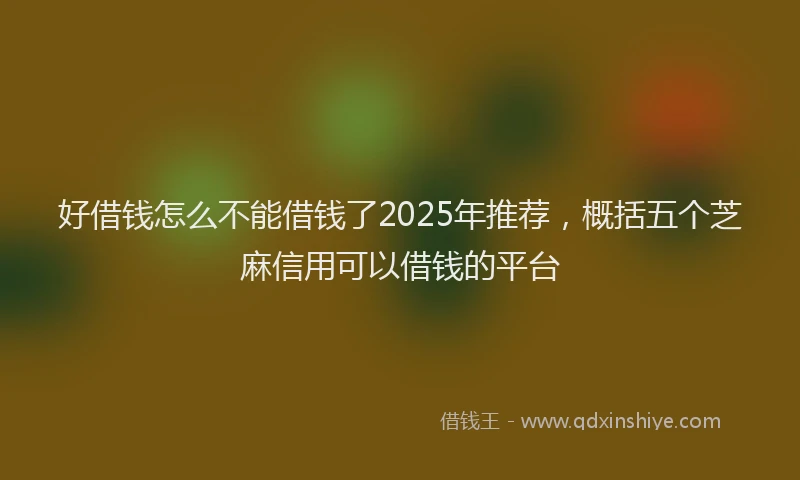 好借钱怎么不能借钱了2025年推荐，概括五个芝麻信用可以借钱的平台