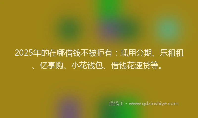 2025年的在哪借钱不被拒有：现用分期、乐租租、亿享购、小花钱包、借钱花速贷等。