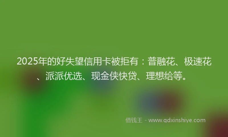 2025年的好失望信用卡被拒有：普融花、极速花、派派优选、现金侠快贷、理想给等。