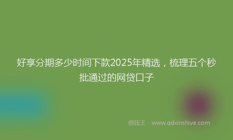 好享分期多少时间下款2025年精选，梳理五个秒批通过的网贷口子