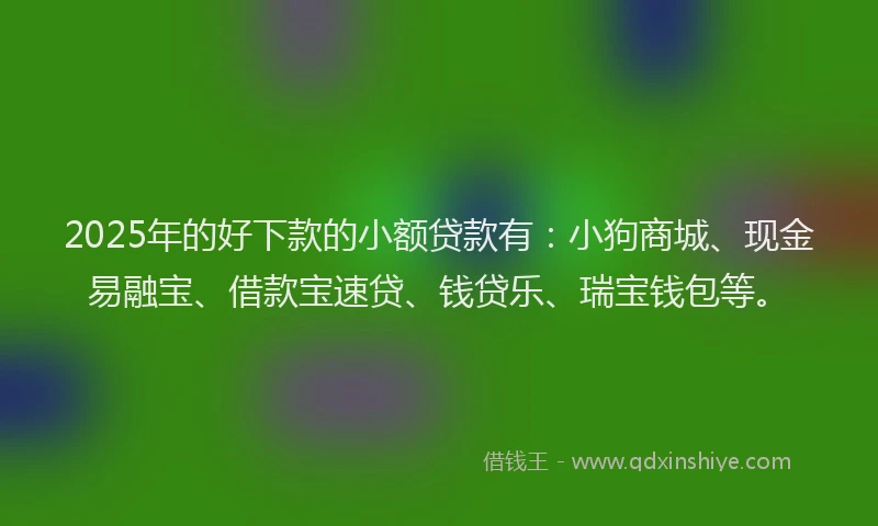 2025年的好下款的小额贷款有：小狗商城、现金易融宝、借款宝速贷、钱贷乐、瑞宝钱包等。