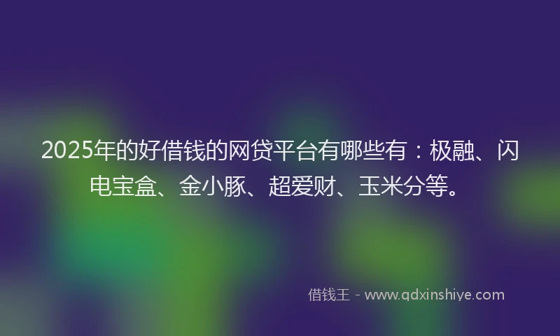 2025年的好借钱的网贷平台有哪些有：极融、闪电宝盒、金小豚、超爱财、玉米分等。