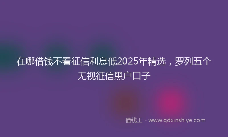 在哪借钱不看征信利息低2025年精选，罗列五个无视征信黑户口子