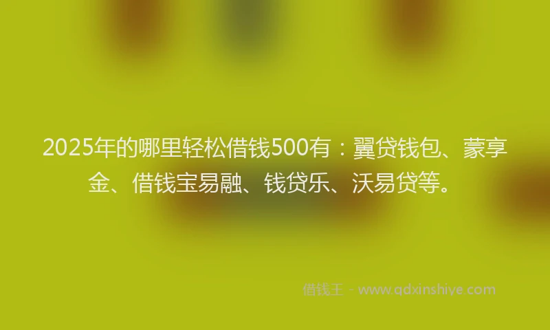 2025年的哪里轻松借钱500有：翼贷钱包、蒙享金、借钱宝易融、钱贷乐、沃易贷等。