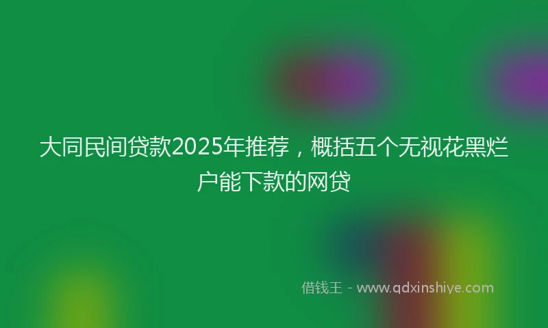 大同民间贷款2025年推荐，概括五个无视花黑烂户能下款的网贷