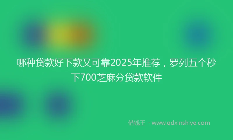 哪种贷款好下款又可靠2025年推荐，罗列五个秒下700芝麻分贷款软件