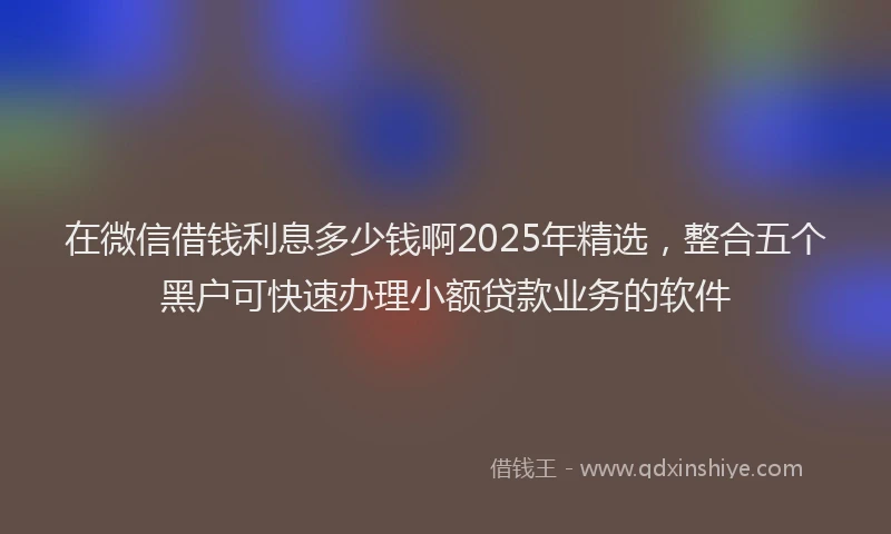 在微信借钱利息多少钱啊2025年精选，整合五个黑户可快速办理小额贷款业务的软件