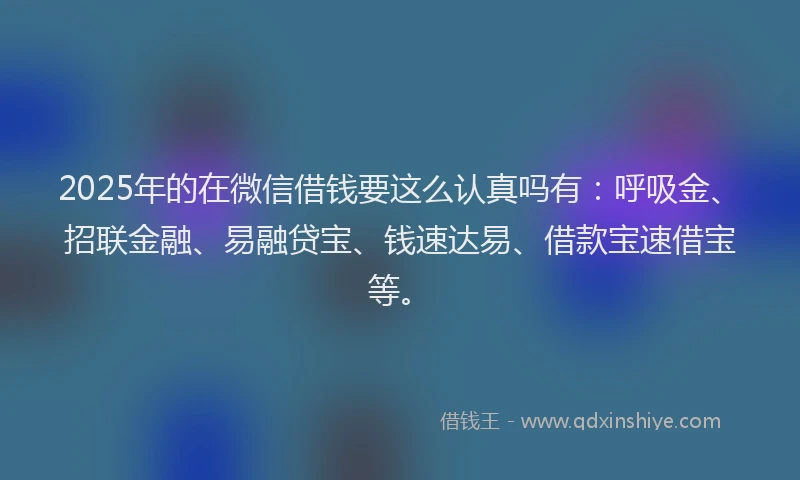 2025年的在微信借钱要这么认真吗有：呼吸金、招联金融、易融贷宝、钱速达易、借款宝速借宝等。