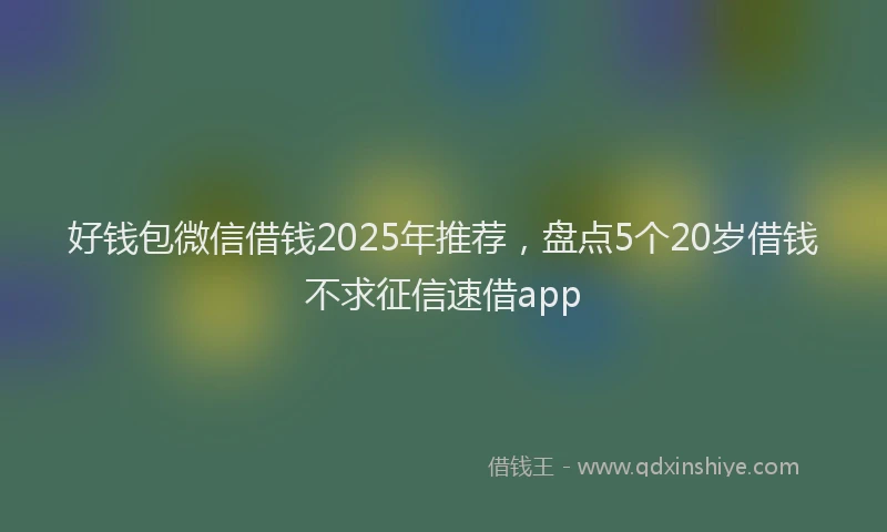 好钱包微信借钱2025年推荐，盘点5个20岁借钱不求征信速借app