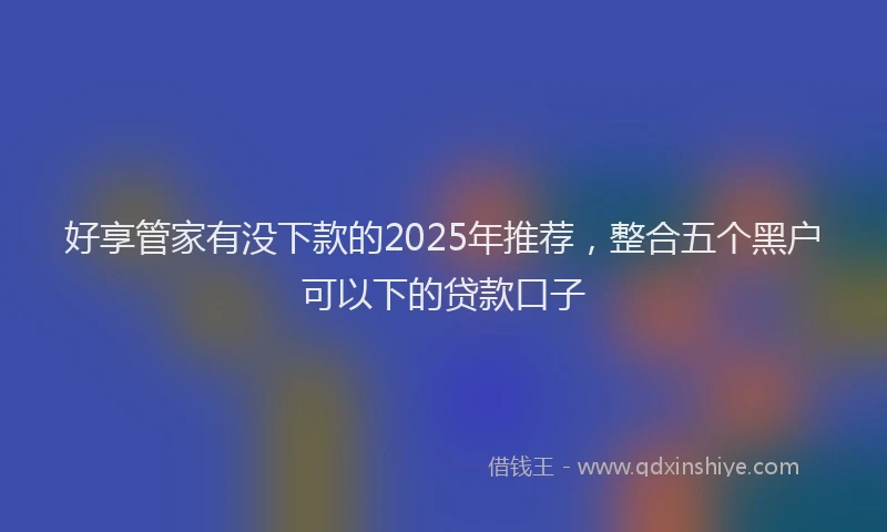 好享管家有没下款的2025年推荐，整合五个黑户可以下的贷款口子