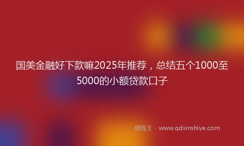 国美金融好下款嘛2025年推荐，总结五个1000至5000的小额贷款口子