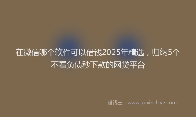 在微信哪个软件可以借钱2025年精选，归纳5个不看负债秒下款的网贷平台
