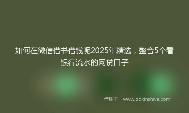 如何在微信借书借钱呢2025年精选，整合5个看银行流水的网贷口子