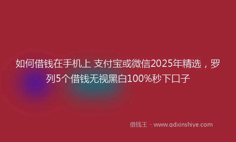 如何借钱在手机上 支付宝或微信2025年精选，罗列5个借钱无视黑白100%秒下口子