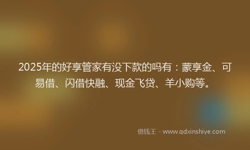 2025年的好享管家有没下款的吗有：蒙享金、可易借、闪借快融、现金飞贷、羊小购等。