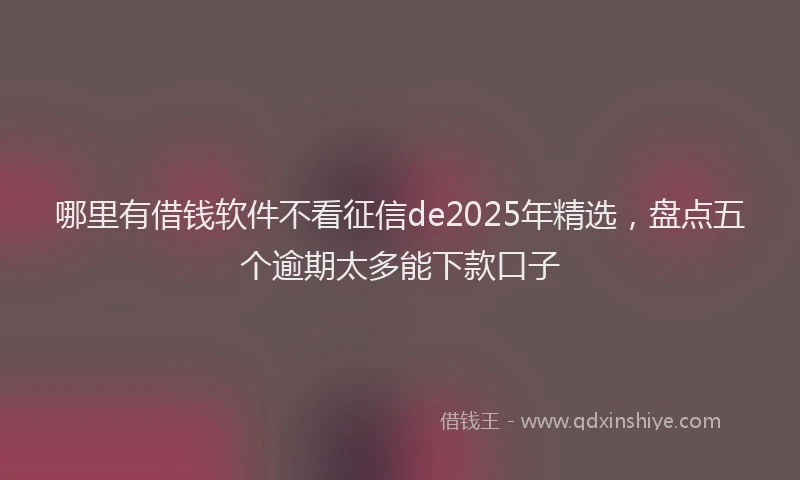 哪里有借钱软件不看征信de2025年精选，盘点五个逾期太多能下款口子