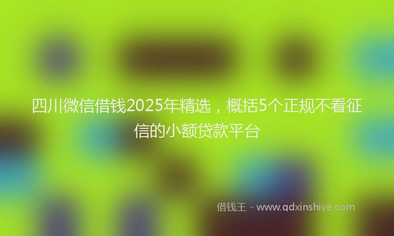 四川微信借钱2025年精选，概括5个正规不看征信的小额贷款平台