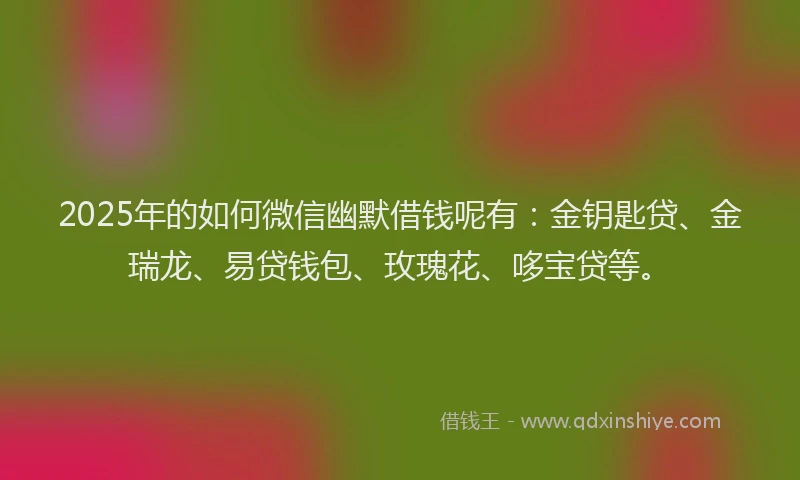 2025年的如何微信幽默借钱呢有：金钥匙贷、金瑞龙、易贷钱包、玫瑰花、哆宝贷等。