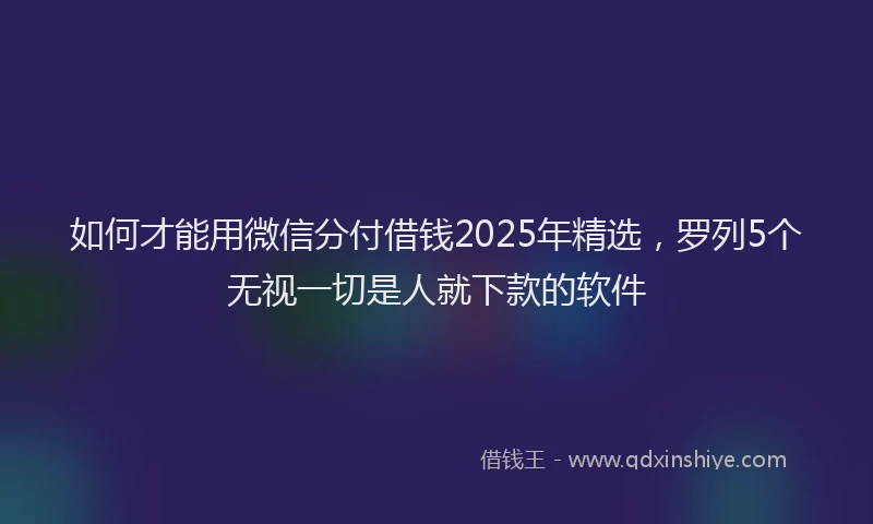 如何才能用微信分付借钱2025年精选，罗列5个无视一切是人就下款的软件