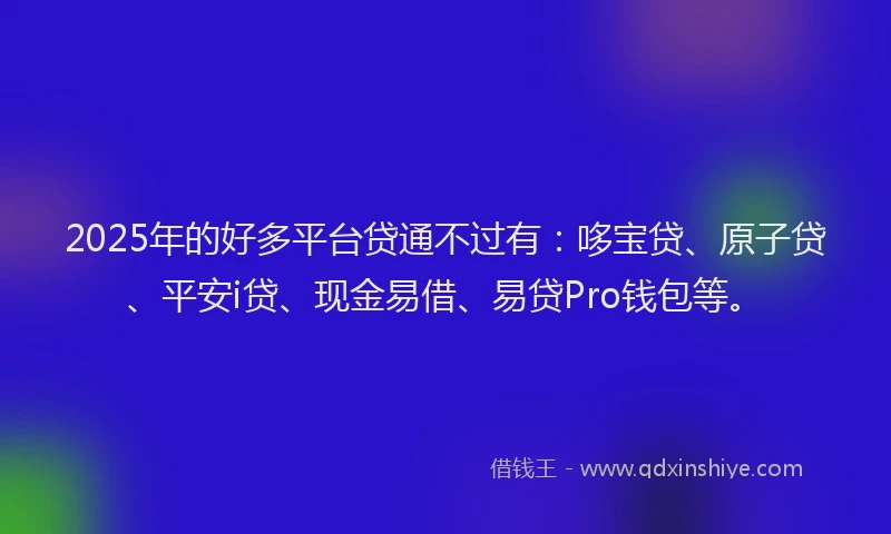 2025年的好多平台贷通不过有：哆宝贷、原子贷、平安i贷、现金易借、易贷Pro钱包等。