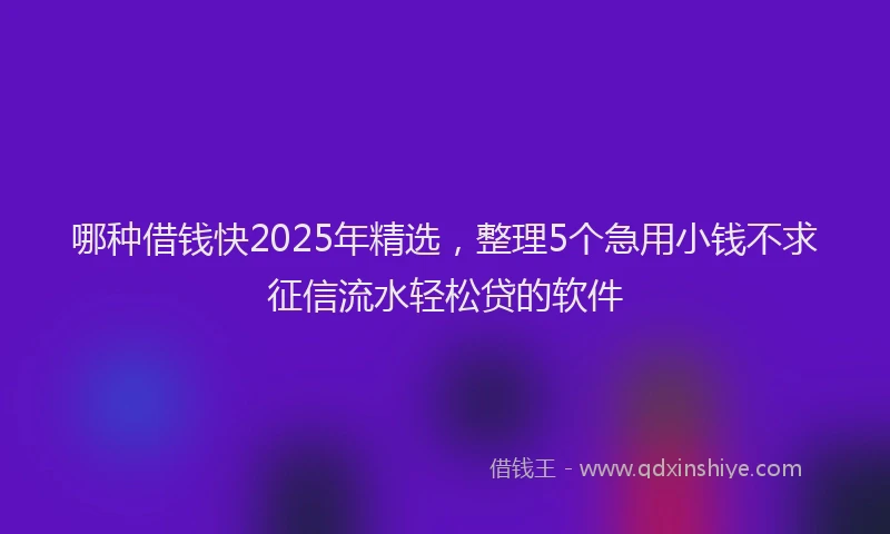 哪种借钱快2025年精选，整理5个急用小钱不求征信流水轻松贷的软件