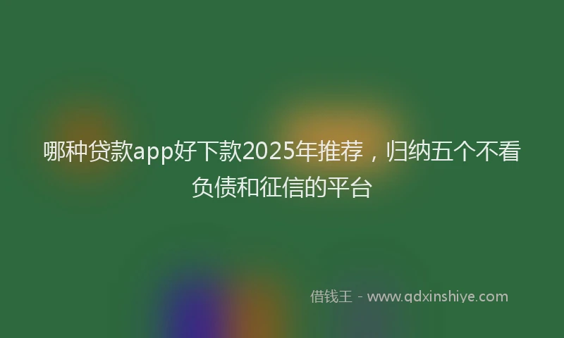 哪种贷款app好下款2025年推荐，归纳五个不看负债和征信的平台
