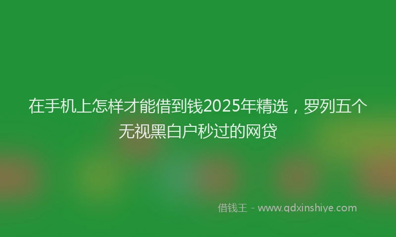 在手机上怎样才能借到钱2025年精选，罗列五个无视黑白户秒过的网贷