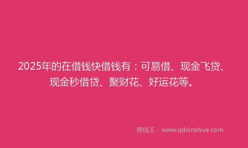 2025年的在借钱快借钱有：可易借、现金飞贷、现金秒借贷、聚财花、好运花等。