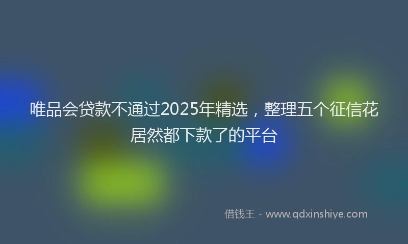 唯品会贷款不通过2025年精选，整理五个征信花居然都下款了的平台