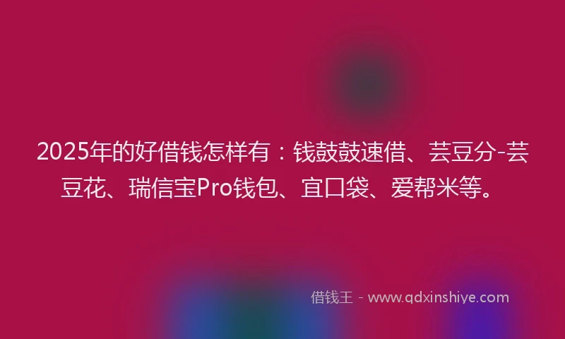 2025年的好借钱怎样有：钱鼓鼓速借、芸豆分-芸豆花、瑞信宝Pro钱包、宜口袋、爱帮米等。