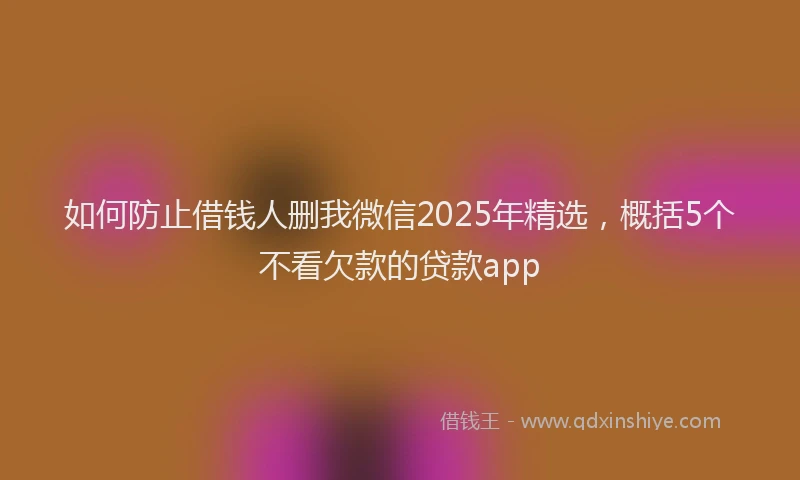 如何防止借钱人删我微信2025年精选，概括5个不看欠款的贷款app