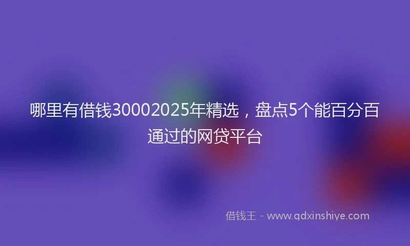 哪里有借钱30002025年精选，盘点5个能百分百通过的网贷平台
