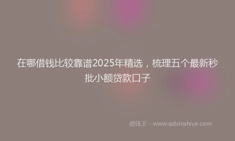 在哪借钱比较靠谱2025年精选，梳理五个最新秒批小额贷款口子