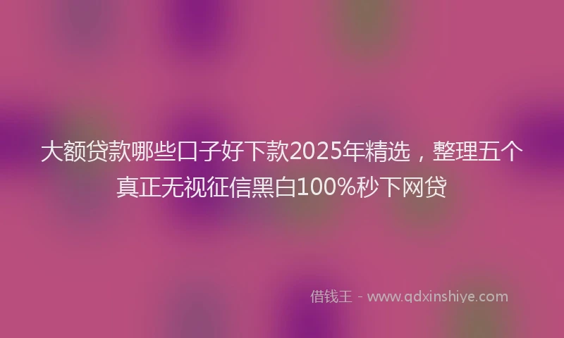 大额贷款哪些口子好下款2025年精选，整理五个真正无视征信黑白100%秒下网贷