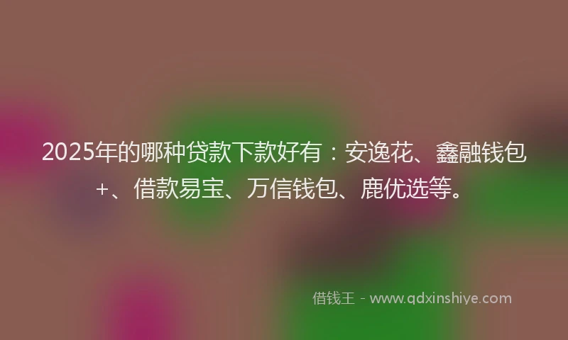 2025年的哪种贷款下款好有：安逸花、鑫融钱包+、借款易宝、万信钱包、鹿优选等。