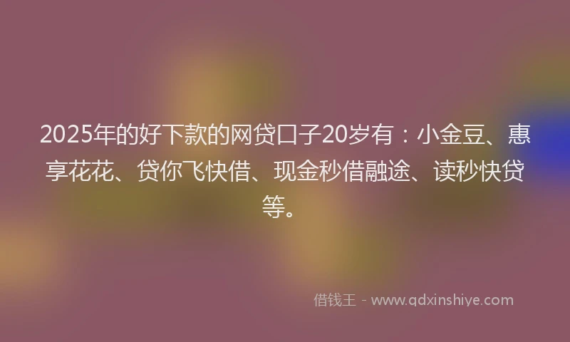 2025年的好下款的网贷口子20岁有：小金豆、惠享花花、贷你飞快借、现金秒借融途、读秒快贷等。