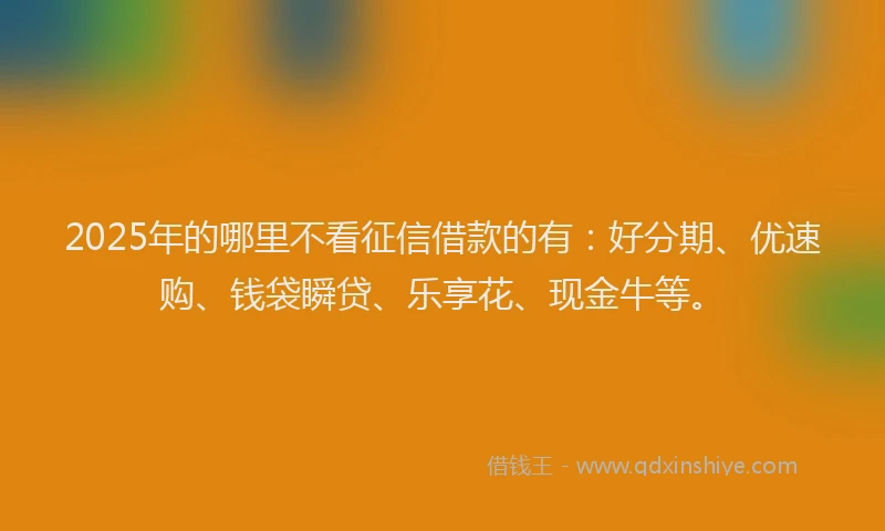 2025年的哪里不看征信借款的有：好分期、优速购、钱袋瞬贷、乐享花、现金牛等。