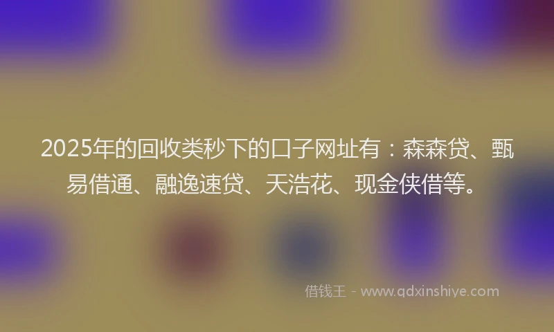 2025年的回收类秒下的口子网址有：森森贷、甄易借通、融逸速贷、天浩花、现金侠借等。