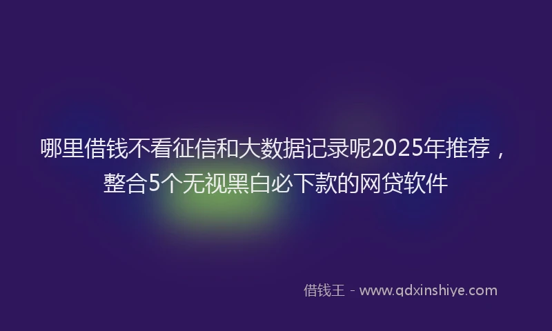 哪里借钱不看征信和大数据记录呢2025年推荐，整合5个无视黑白必下款的网贷软件