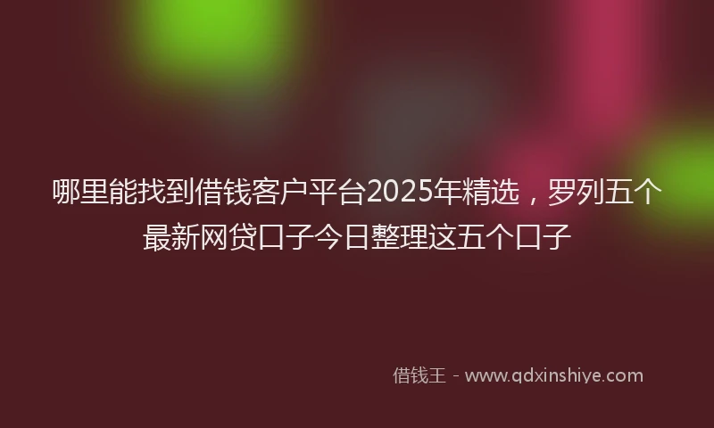 哪里能找到借钱客户平台2025年精选，罗列五个最新网贷口子今日整理这五个口子