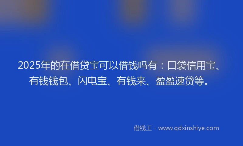 2025年的在借贷宝可以借钱吗有：口袋信用宝、有钱钱包、闪电宝、有钱来、盈盈速贷等。