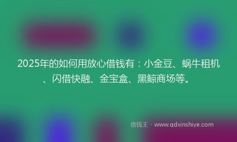 2025年的如何用放心借钱有：小金豆、蜗牛租机、闪借快融、金宝盒、黑鲸商场等。
