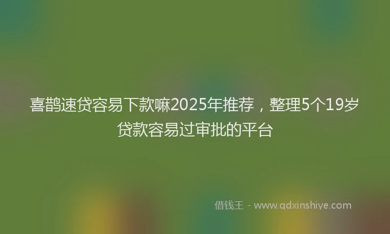 喜鹊速贷容易下款嘛2025年推荐，整理5个19岁贷款容易过审批的平台
