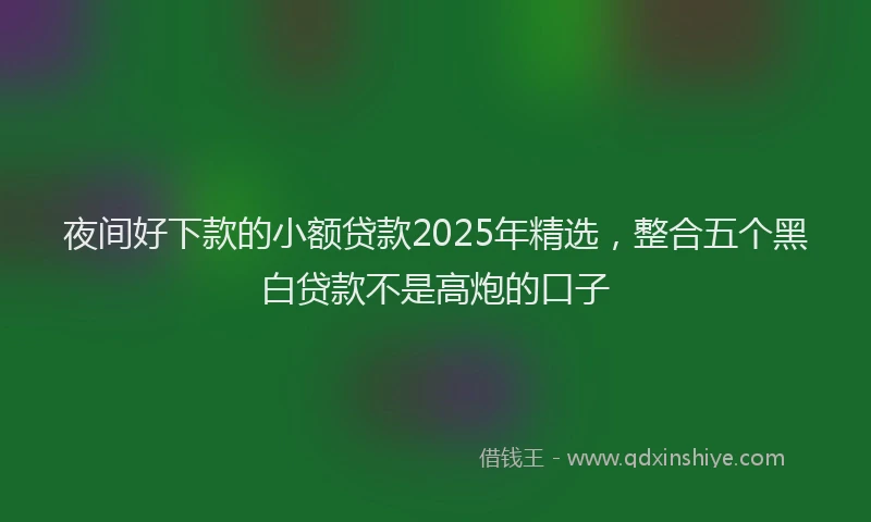 夜间好下款的小额贷款2025年精选，整合五个黑白贷款不是高炮的口子