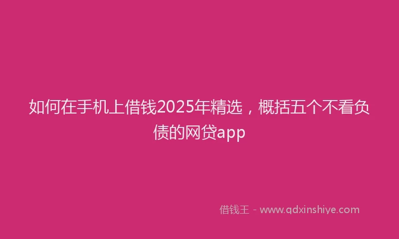 如何在手机上借钱2025年精选，概括五个不看负债的网贷app