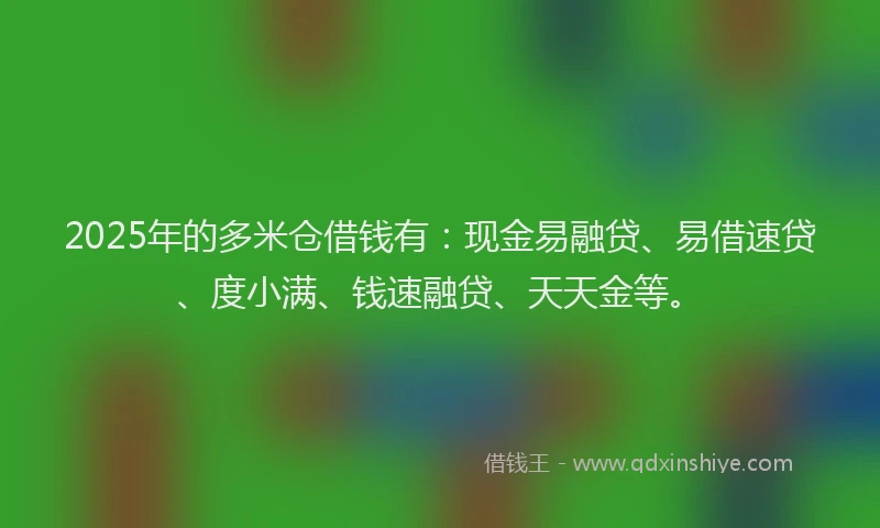 2025年的多米仓借钱有：现金易融贷、易借速贷、度小满、钱速融贷、天天金等。