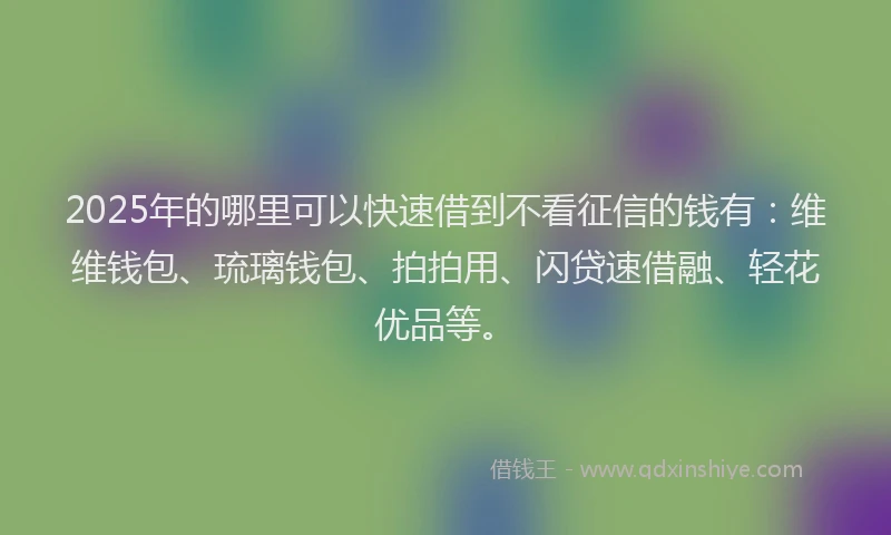 2025年的哪里可以快速借到不看征信的钱有：维维钱包、琉璃钱包、拍拍用、闪贷速借融、轻花优品等。