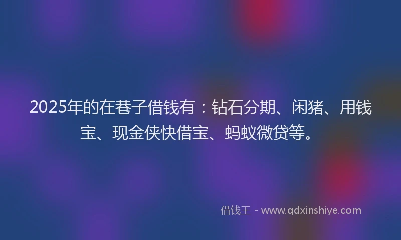 2025年的在巷子借钱有：钻石分期、闲猪、用钱宝、现金侠快借宝、蚂蚁微贷等。