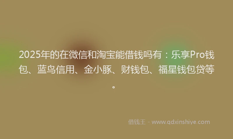 2025年的在微信和淘宝能借钱吗有：乐享Pro钱包、蓝鸟信用、金小豚、财钱包、福星钱包贷等。